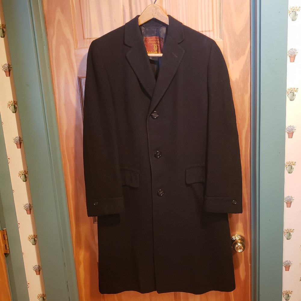 Vintage Cashmere Black Long Duster Coat